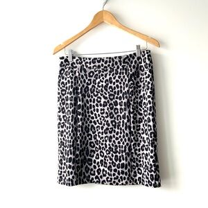 Michael Kors Black and White Leopard Print Skirt